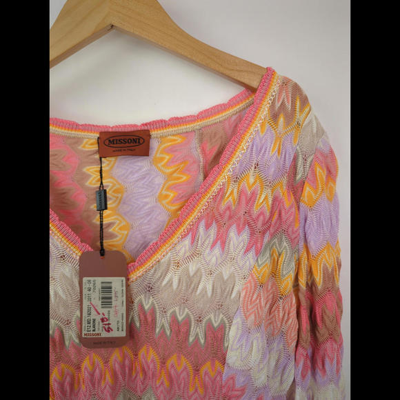 [SOLD] NWT MISSONI Women's Sz IT 40 US 6 Blandine Orange Pink Knit Dress Italy - Picture 3 of 12